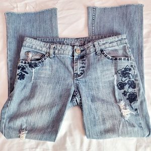 AE stretch skinny flare jeans
